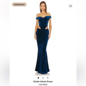 Retrofete Giada Midnight Blue Velvet Gown
